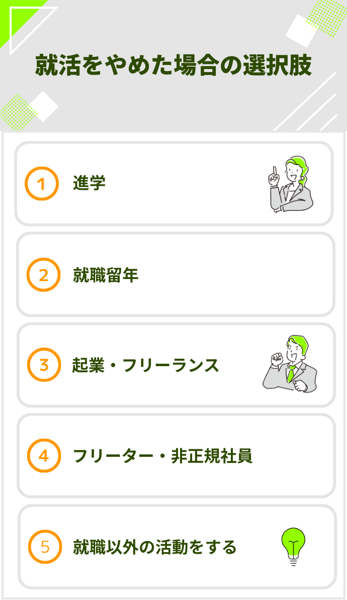 就活をやめた場合の選択肢