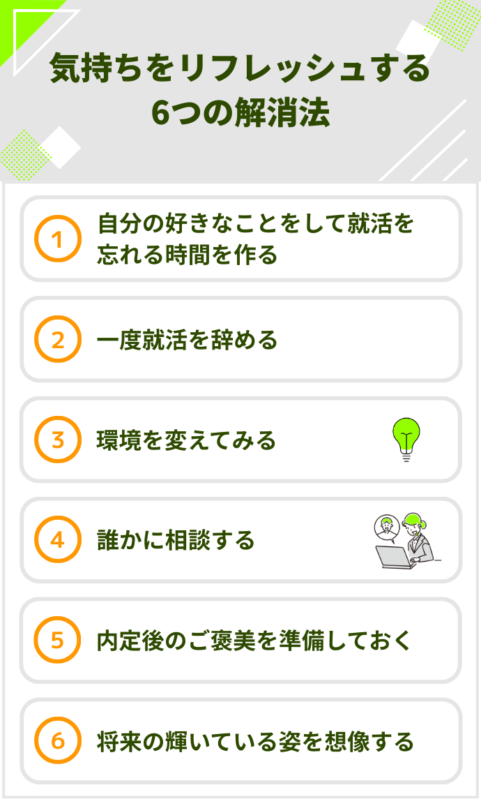 就活中に気持ちをリフレッシュする6つの解消法