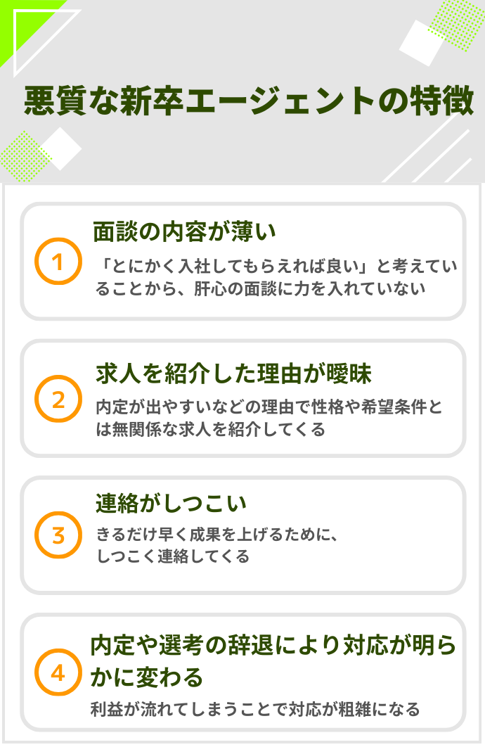 悪質な新卒エージェントの特徴