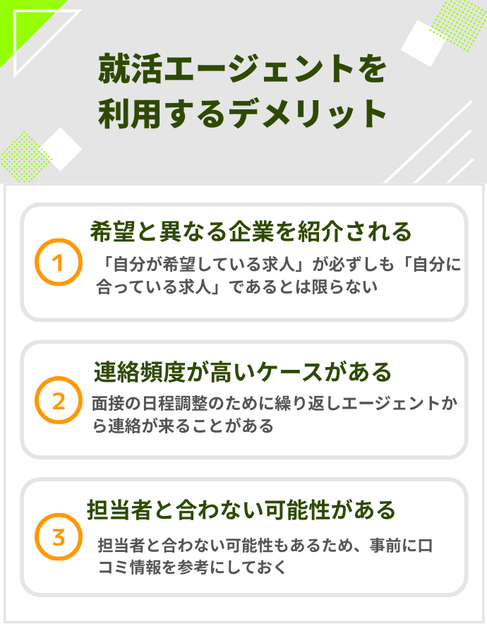 就活エージェントを利用するデメリット