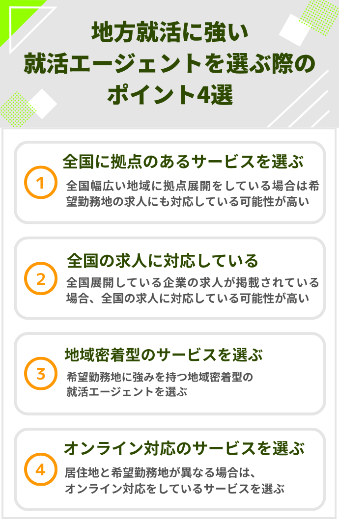 地方就活に強い就活エージェントを選ぶ際のポイント4選