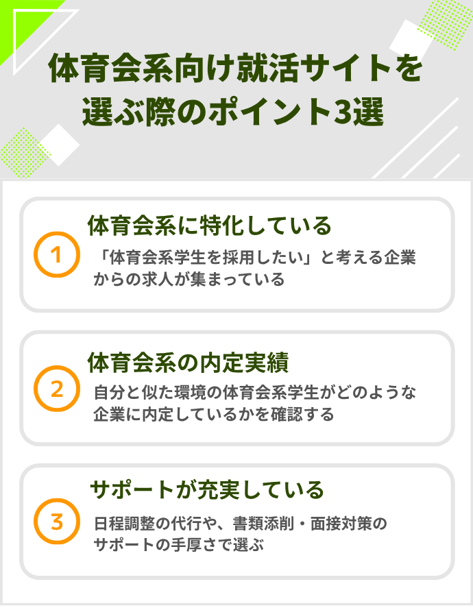体育会系向け就活サイトを選ぶ際のポイント3選