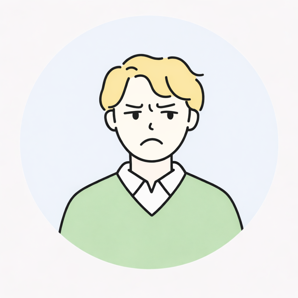 男性の不満顔のアイコン