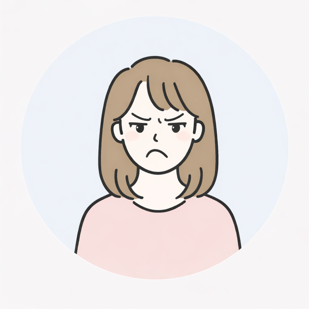 女性の不満顔のアイコン